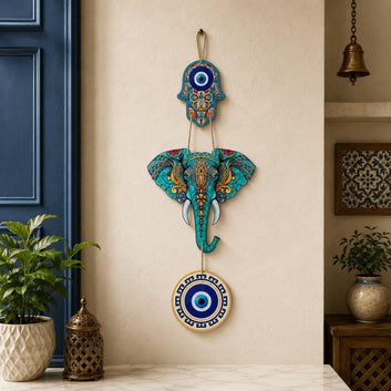 Designer Elephant Wooden Wall Hanging For Luck Properity For Home Decoration | Livingroom | Spiritual Decor