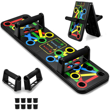 Premium Foldable Push-Up Board 15 in 1 with Color-Coded Muscle Targets – Portable Fitness Training System for Chest,